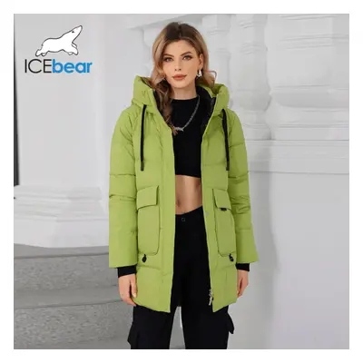 (green, 42) Icebear Women&apos;s Padded Jacket New Winter With Hooded Zipper Stylish Warm Jacket