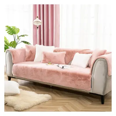 (pink, 110*210cm) Winter Soild Color Sofa Covers Towel Soft Plush Couch Cover