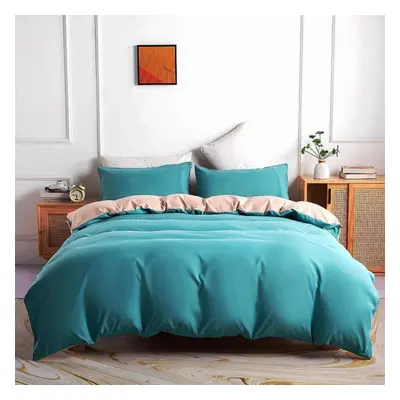 (green, 240x220cm(3pcs)) Bedding Set Solid Color Double Quilt Cover Pillowcase Three-piece Cotto