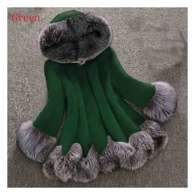 (green, 4XL) Winter Women Fashion Plus Size Coat Luxury Long Faux Fur Coat Ladies Warm Coat Outw