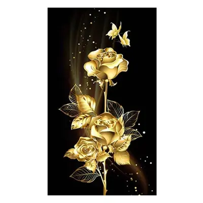 (multicolor, 60X120cm) 5d Diy Diamond Painting Cross Stitch Golden Roses Butterfly Diamond Embro