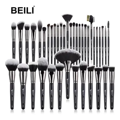 Beili 40pcs Professional Makeup Brush Set Premium Synthetic Kabuki Foundation Face Powder Blush 