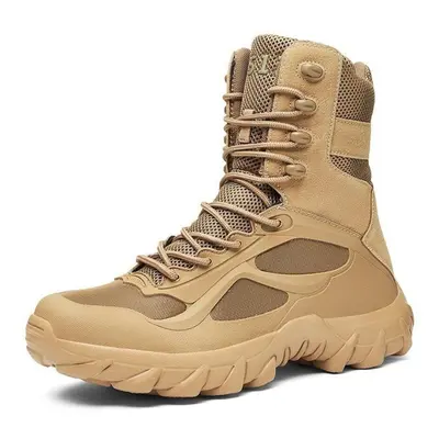 (khaki, 48) Mens Military Tactical Boots Desert Combat Outdoor Army Hiking Shoes Travel Shoes Le