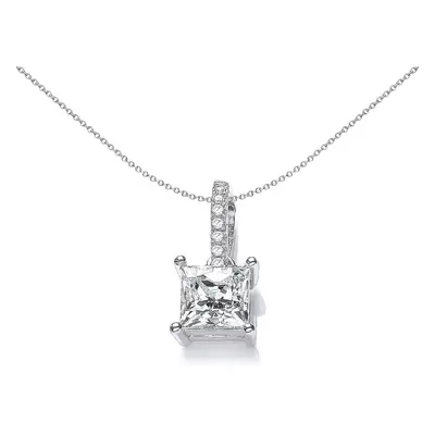 Jewelco London Ladies Rhodium Plated Sterling Silver Princess Cut Cubic Zirconia Solitaire Penda