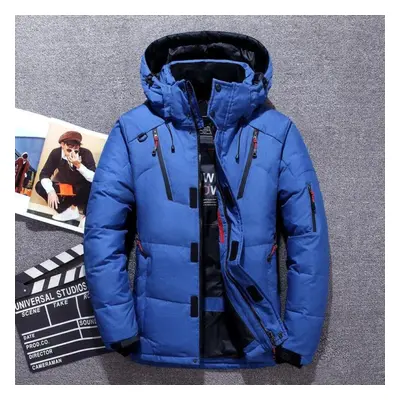 (blue, L) Winter Warm White Duck Thick Down Jacket Veste Outwear Men&apos;s Snow Parka Hooded Ja