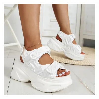 (white, 38) Rimocy Women&apos;s White Chunky Sandals Summer New High Platform Wedges Shoes Woman