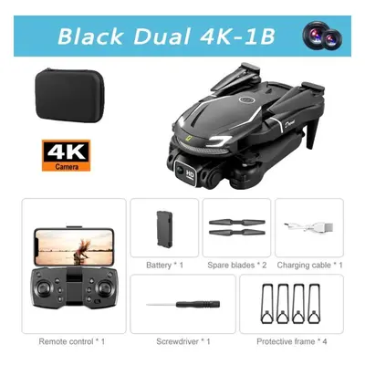 (Black Dual-4K-1B) Lyzrc V88 Drone Original 4k/8k Professional Anti-shake Hd Dual Camera Omnidir