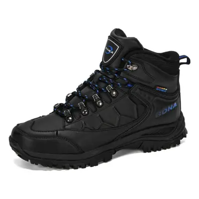 (black,blue, 42) Bona New Designers Nubuck Leather Hiking Shoes Men Autumn Winter Climbing Boots