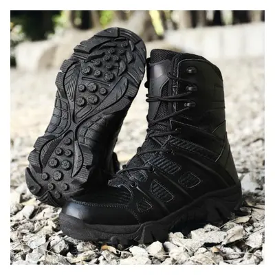 (black, 45) Men&apos;s Boots Fashion Outdoor Anti-collision Hiking Shoes Army Combat Military Bo