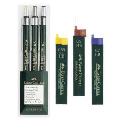 TK-FINE 136030 Set of Mechanical Pencils Lead Thickness: 0.35 mm; 0.5 mm with 0.7 mm; barrel col