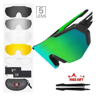 (black,green) Queshark Polarized Cycling Sunglasses Bicycle Goggles Men Women Mountain Bike Glas