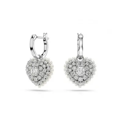 Swarovski Hyperbola White Rhodium Plated Drop Heart Earrings