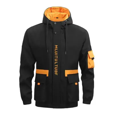 (black, 4XL) Hooded Jacket For Men Jacket Men&apos;s Windbreakers Zipper Coats Spring Autumn Sli