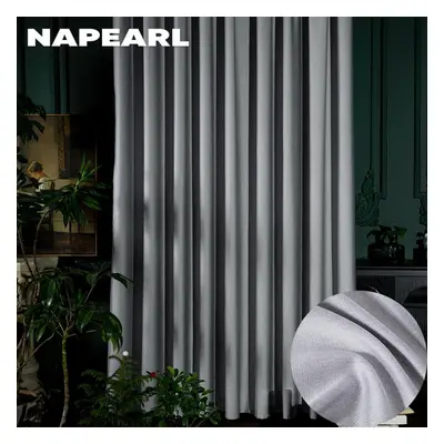 (light grey, W150cm x L300cm) 1pc Napearl Modern 80% Blackout Kitchen Curtain Lengthen Pure Colo