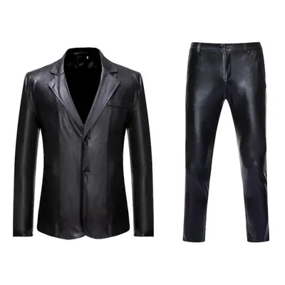 (black, M) Men&apos;s Shiny Gold Pieces Suits Blazer Pants Terno Masculino Fashion Party Dj Club