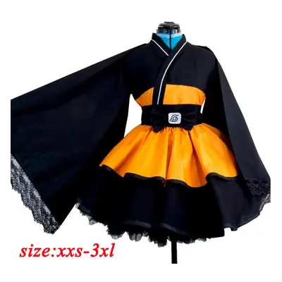 (orange, XXL) Customized Naruto Shippuden Uzumaki Naruto Female Lolita Kimono Dress Wig Anime Co