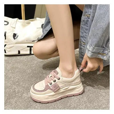 (purple, 36) Fujin 6cm Platform Wedge Sneakers Spring Autumn Walking Cushioned Chunky Shoes Genu