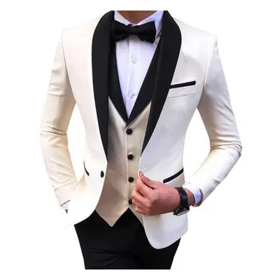 (white, XXL) Men&apos;s Suit Three Piece Business Suit Groom Best Man Suit Suit Dress Performanc