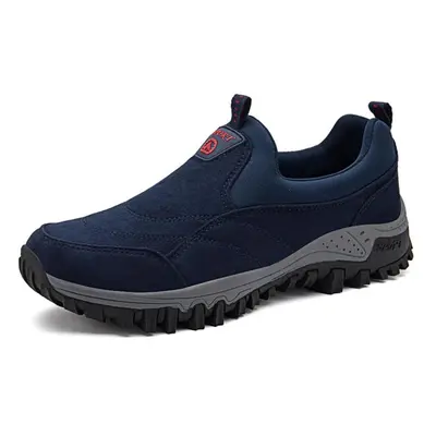 (blue, 41) Large Size Men&apos;s Outdoor Shoes Suede Leather Shoes Men Hiking Trekking Shoes