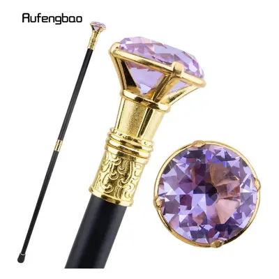 (purple) Light Purple Diamond Type Golden Walking Cane Fashion Decorative Walking Stick Gentlema