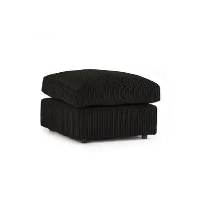 (Black) Large Jumbo Cord Fabric Footstool