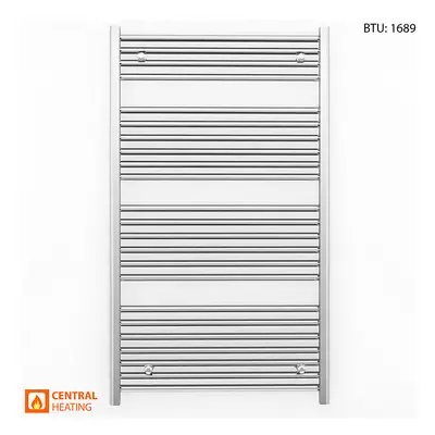 (700 x 1200mm (BTU: 1689), Chrome Straight Valves) 700mm Wide Chrome Towel Rail Radiator With Va