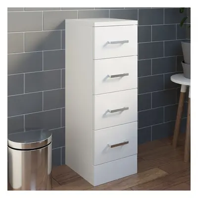 Bathroom x 4 Drawer Unit Cabinet Modern Furniture White Gloss Storage