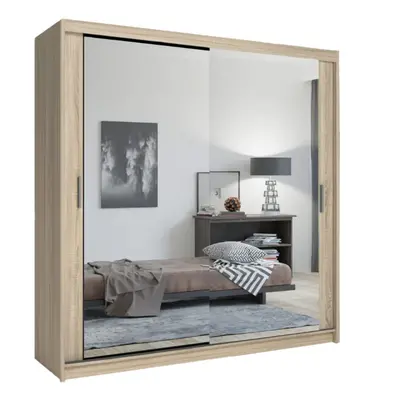 (Oak, 203cm) Chicago Double Mirror Sliding Door Wardrobe