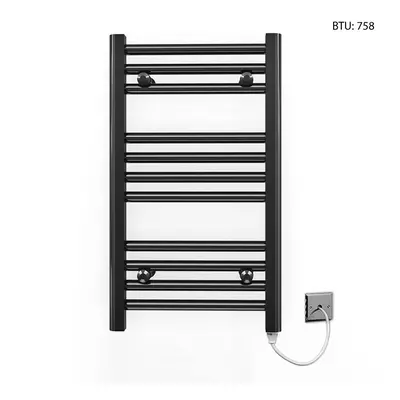 (300 x 600mm) Black Electric Bathroom Towel Rail Radiator