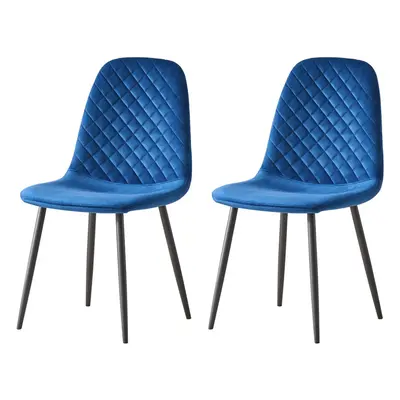 (Blue, 2) 2/4 x Dining Chairs Velvet Chair metal Legs office