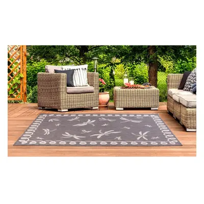 (SILVER/GREY, 120x170cm (4'x5'6'')) Terrace Dragonfly Outdoor Rug in Trendy Colours