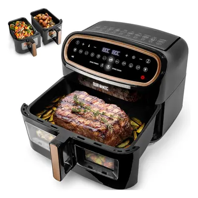 (AF34 In Black And Gold) Dual Air Fryer with Visual Window Black and Gold, draws Included, Dual 