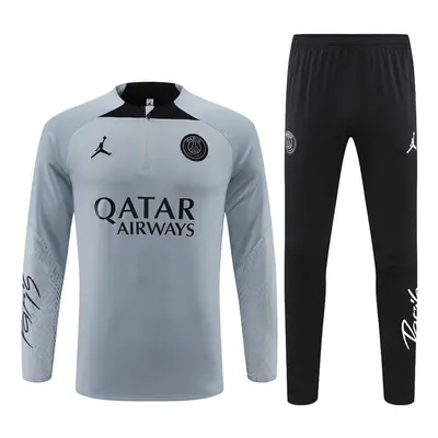 (S) PSG Football Training Suit Long Sleeve Tracksuit Light Gray