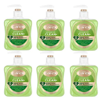 Carex Advanced Clean Citrus Antibacterial Hand Wash Pack of 6, Hand Soap with 33% extra cleanser