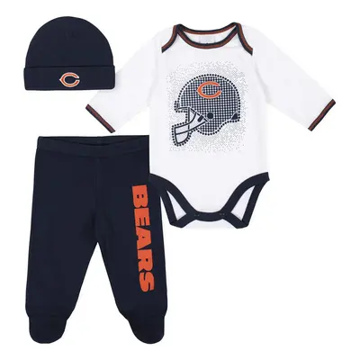 Gerber NFL Chicago Bears Pack Bodysuit Footed Pant and Cap Registry Gift Set navy/white Chicago 