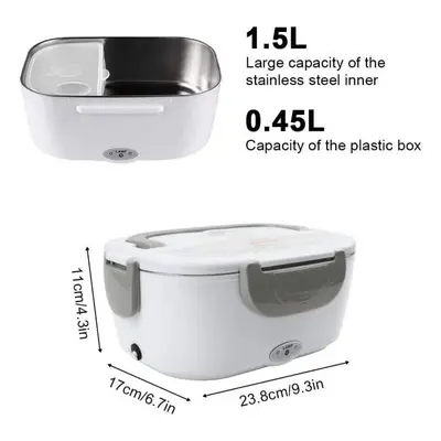 Electric Heated Lunch Box Food Box Stainless Steel Meal Box for Heating at Home and in the Car(G