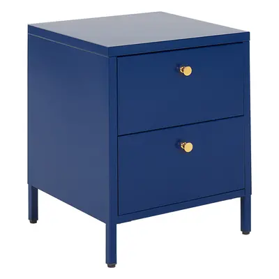 2 Drawer Bedside Table KYLEA Metal Navy Blue