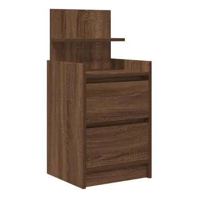 (brown oak, pcs) vidaXL Bedside Cabinets with Drawers pcs Concrete Grey 38x34x80 cm