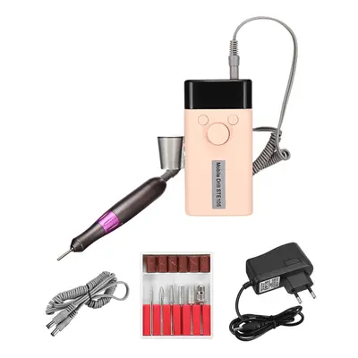 (Pink, US Plug) 30000RPM Portable Mini Electric Polisher Nail Drill File Manicure Tools Kit Grin