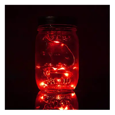 (Red) Christmas light Solar Power Hanging Glass Jar Lamp LED Beads Garden Courtyard Landscape De