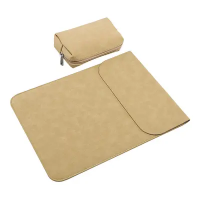 (Khaki, 15-15.6 inch) Laptop Sleeve Bag Laptop Protective Case With Power Adapter Storage Bag fo