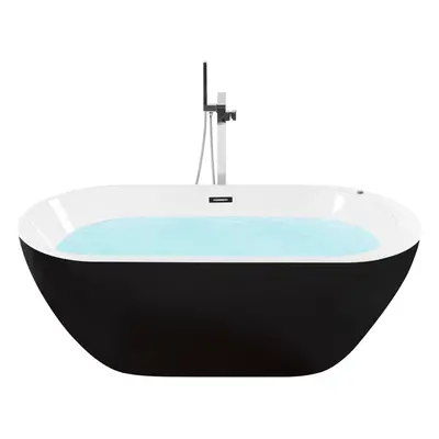 Freestanding Whirlpool Bath with LED x mm Black NEVIS