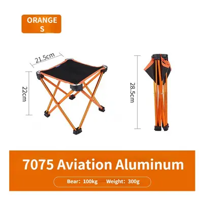 (Orang, Small) Outdoor Folding Chair Foldable Hiking Camping Fishing Portable Stable Stool Light