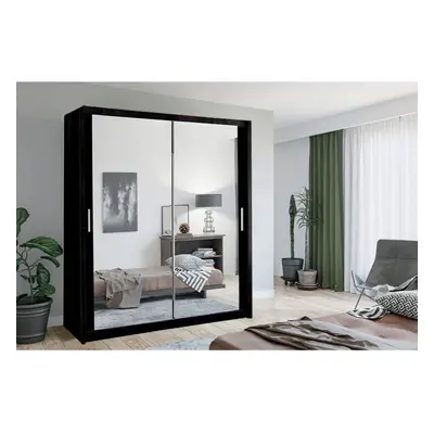 (Black, 120CM) 2&3 Sliding Mirror Door Wardrobe In Size Color