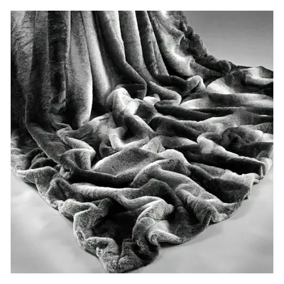 (CHARCOAL RABBIT FAUX FUR ) Throw Double Winter Warm Soft Plush Blanket Home