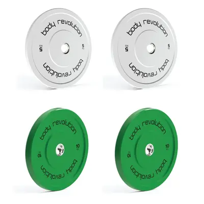 Body Revolution Olympic Bumper Plates Colour 30kg SET 2x5kg 2x10kg