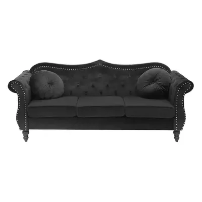 3 Seater Velvet Sofa Black SKIEN