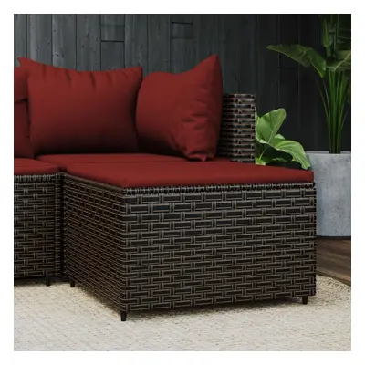 vidaXL Patio Footrest with Cushion Brown Poly Rattan