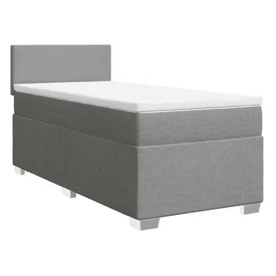 vidaXL Box Spring Bed with Mattress Bed Frame Light Grey 100x200 cm Fabric