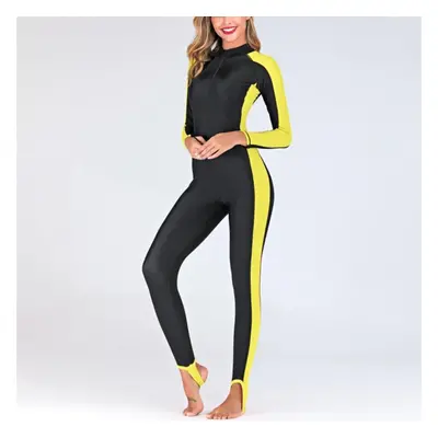 (yellow, XXXXL) Margot Women Plus Swimsuit Long Sleeve Wetsuit Sun Protection Suit Jellyfish Sui